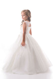 2024 Flower Girl Dresses A Line Scoop Tulle With Beads And Handmade Flowers