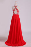 2024 Halter A-Line/Princess Prom Dresses Tulle & Chiffon Sweep Train