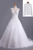 2024 Muslim Wedding Dress Sweetheart A Line Court Train With Applique & Sash Beaded