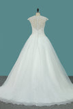 2024 Wedding Dresses Scoop A Line Organza With Applique And Beads