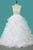 2024 Scoop Tulle With Applique Detachable Wedding Dresses Zipper Up