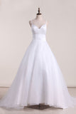 2024 Wedding Dresses Spaghetti Straps Organza & Satin A Line