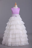 2024 Flower Girl Dresses Ball Gown Scoop Floor Length Organza