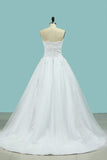 2024 A Line Sweetheart With Applique & Beads Wedding Dresses Tulle