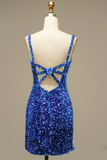 Glitter Blue Homecoming Dresses Francesca Sequins Short Prom Dress Party Dress