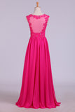 2024 V-Neck A-Line/Princess Prom Dress With Beads & Applique Tulle And Chiffon