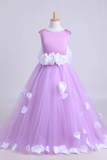 2024 Cute A-Line Ankle-Length Flower Girl Dresses With Bow-Knot