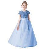 A Line Cap Sleeve Sequins Performance Dresses Flower Girl Dresses