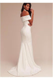 2024 Wedding Dresses Mermaid Off The Shoulder Satin With Ruffles Sweep Train