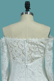 2024 Lace Mermaid Boat Neck 3/4 Length Sleeves Wedding Dresses Sweep Train