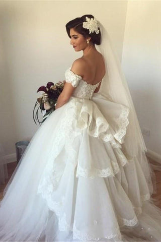 2024 Sweetheart Wedding Dresses A Line Tulle With Applique Sweep Train