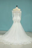 2024 Wedding Dresses Mermaid Strapless Chapel Train With Applique Zipper Back