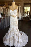 Elegant Mermaid Sleeveless Lace Sweetheart Strapless Appliques Wedding Dress With Court Train