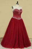 2024 Ball Gown Sweetheart Tulle With Beading Quinceanera Dresses