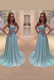 2024 Elegant Two-Piece Prom Dresses A Line Chiffon Sweep Train