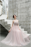 A Line Floor Length Spaghetti Straps Tulle Prom Dress With Beads