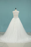 2024 V Neck A Line Beaded Waistline Wedding Dresses Lace With Applique