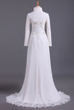 2024 Musilim Wedding Dresses Empire Waist Sweetheart Chiffon With Beading&Sequince