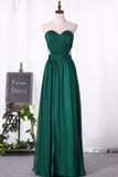 2024 A Line Prom Dresses Chiffon Sweetheart With Applique And Ruffles