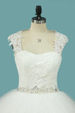 2024 Straps Wedding Dresses Tulle With Applique And Beaded Waistline Open Back