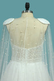 2024 Sweetheart Wedding Dresses A Line Tulle With Beads Sweep Train