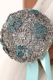 Round Shape Wedding Bouquet Acrylic Cristal Beads With Ribbon Handle (26*18cm)