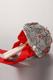 Round Shape Acrylic Cristal Beads With Ribbon Handle Wedding Bouquet (26*18cm)