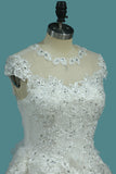 2024 Top Quality Lace Ball Gown Cap Sleeve Wedding Dresses With Applique & Beading Floor Length