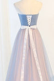 2024 Simple Prom Dress A-Line Sweetheart With Sash Tulle Tea Length