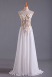 2024 Sweetheart Prom Dresses A Line Chiffon With Beading Floor Length