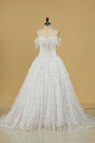 2024 Tulle Off The Shoulder A Line Wedding Dresses With Applique Sweep Train