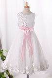 2024 Scoop A Line Lace Flower Girl Dresses Knee Length