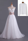 2024 Muslim Wedding Dresses Sweetheart A Line With Applique And Beads Organza