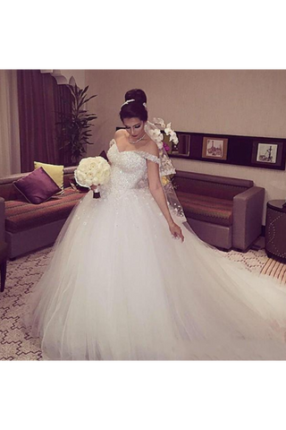 Charming Off The Shoulder Wedding Dresses Elegant Beads&Sequins