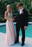 V-Back Beading Chiffon Long Prom Dress