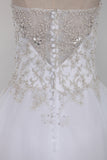 2024 A Line Sweetheart Beaded Bodice Wedding Dresses Organza Court Train