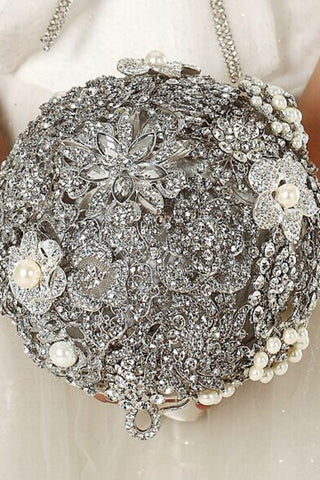 Acrylic Crystal Beads With Ribbon Handle Wedding Bouquet (26*18cm)