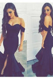 2024 Hot Spandex Prom Dresses Mermaid Off The Shoulder Zipper Up With Slit