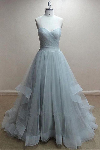 Simple Prom Dresses A-Line Sweetheart Floor-Length Tulle