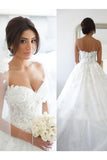 Ball Gown Tulle Applique Sweetheart Sleeveless Sweep/Brush Train Wedding Dresses