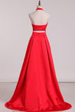 New Arrival Halter A Line Evening Dresses Satin Sweep Train