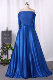 2024 A Line 3/4 Length Sleeve With Sash Mother Of The Bride Dresses Satin