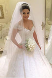 2024 A Line Scoop Wedding Dresses Tulle With Applique And Beads Court Train