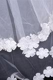 Two-Tier Finger-Tip Length Bridal Veils With Applique