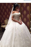 Hot Wedding Dresses Off The Shoulder Ball Gown Tulle With Applique