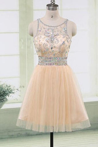 2024 New Arrival Scoop Neck A Line Tulle Homecoming Dresses Zipper Up