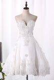 2024 A Line Organza Wedding Dresses Sweetheart With Handmade Flowers