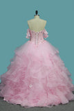 2024 Tulle Ball Gown Sweetheart Quinceanera Dresses With Applique And Beading