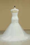 2024 Tulle Sweetheart Ruffled Bodice Mermaid Lace Up Wedding Dresses