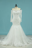 2024 Wedding Dresses Mermaid Strapless Chapel Train With Applique Zipper Back